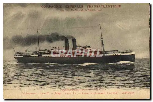 Cartes postales Bateau Paquebot Poste Duc d'Aumale Compagnie Generale Transatlantique
