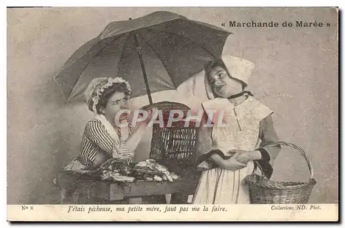 Cartes postales Fantaisie Enfants Marchande de maree Poissons