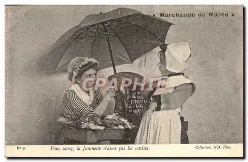 Cartes postales Fantaisie Enfants Marchande de maree Poissons