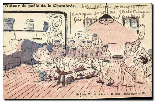 Cartes postales Militaria Autour du poele de la chambree