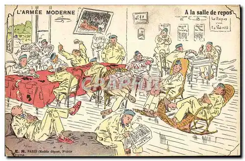 Cartes postales Militaria A la salle de repos