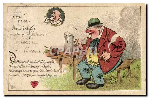 Cartes postales Fantaisie Tabac Leipzig 1900 Cigare