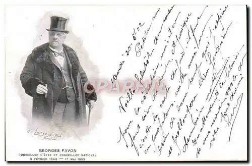 Cartes postales Fantaisie Tabac Georges Favon Conseiller d&#39Etat et Conseiller National Cigare