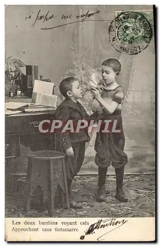 Cartes postales Fantaisie Tabac Enfants Cigare