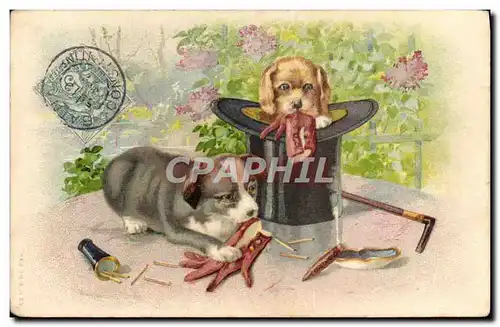 Cartes postales Fantaisie Tabac Cigare chien Chiot