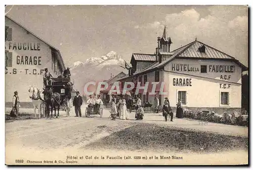 Cartes postales Attelage Hotel et Col de la Faucille et le Mont Blanc Chevaux Suisse