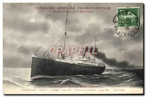 Ansichtskarte AK Bateau Paquebot Compagnie Generale Transatlantique Duc de Bragance