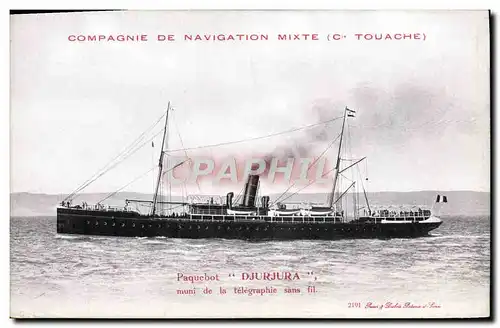 Cartes postales Bateau Paquebot Djurjura Telegraphie sans fil compagnie de la navigation mixte