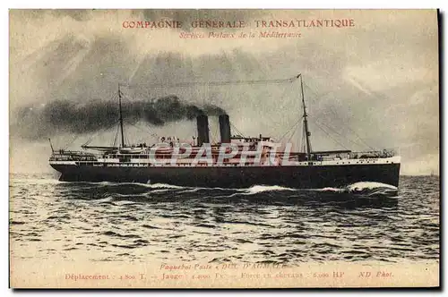 Ansichtskarte AK Bateau Paquebot Compagnie Generale Transatlantique Duc d&#39Aumale