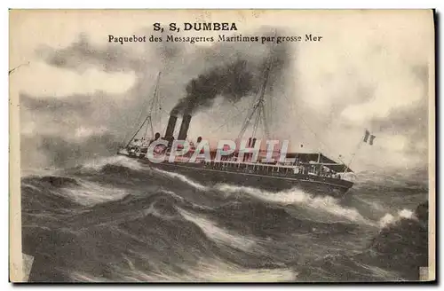 Ansichtskarte AK Bateau Paquebot SS Dumbea Paquebot des Messageries Maritimes par grosse mer