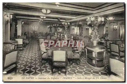 Cartes postales Bateau Paquebot France Salle a manger Le Havre