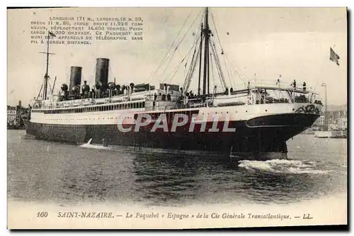 Ansichtskarte AK Bateau Paquebot Espagne de la Cie Generale Transatlantique Saint-Nazaire