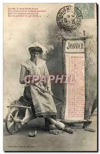 Cartes postales Fantaisie Femme Janvier