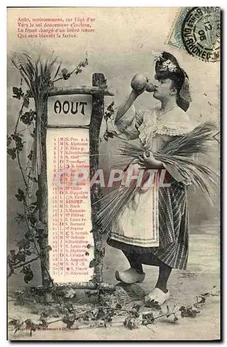 Cartes postales Fantaisie Femme Aout