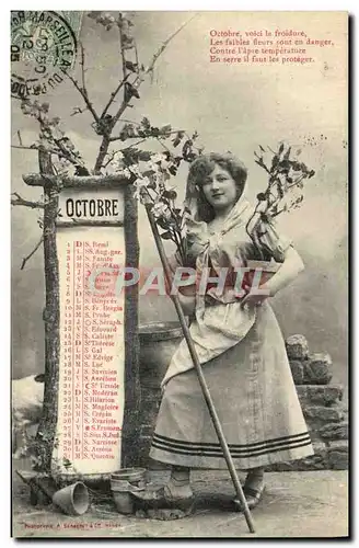 Cartes postales Fantaisie Femme Octobre