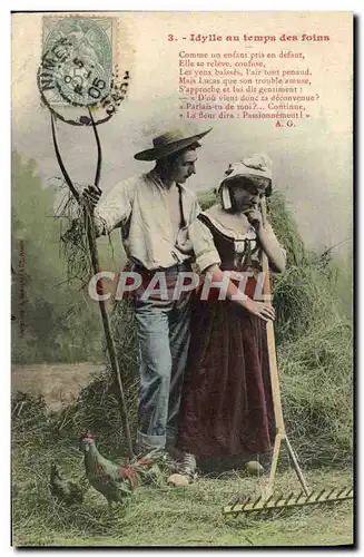 Cartes postales Fantaisie Femme Idylle au temps des foins