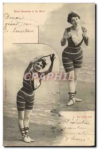 Cartes postales Fantaisie Femme Maillot de Bain Nos dames a la mer