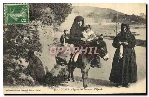Cartes postales Ane Mule Corse Corsica Type des environs d'Ahaccio Felles Enfants TOP