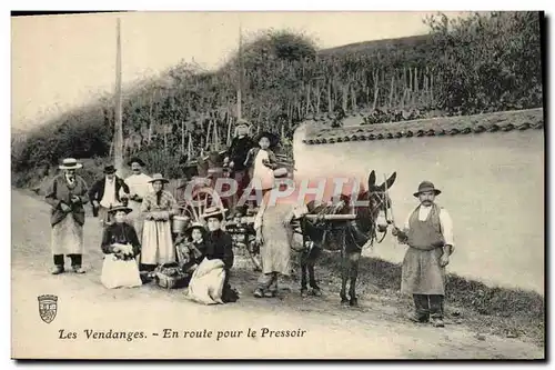 Cartes postales Ane Mule Les vendanges En route pour le pressoir TOP