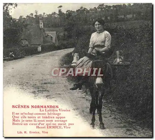 Cartes postales Ane Mule Normandie La laitiere Viroise