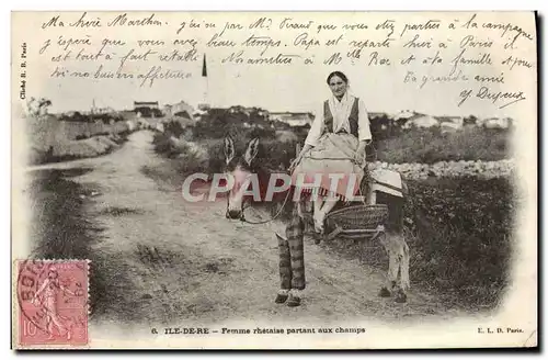 Cartes postales Ane Mule Ile de Re Femme rhetaise partant aux champs