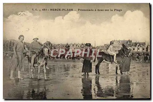 Cartes postales Ane Mule Berck Plage Promenade a anes sur la plage