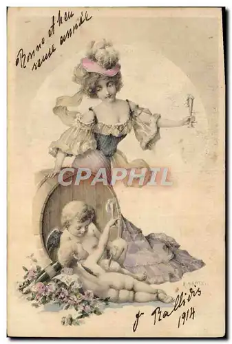 Cartes postales Fantaisie Illustrateur Femme Enfant Ange