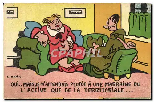 Cartes postales Fantaisie Illustrateur Kern Comique militaire