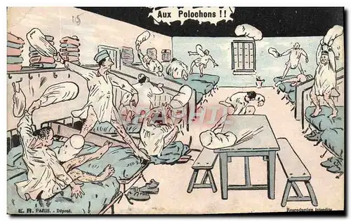 Cartes postales Militaria Aux polochons