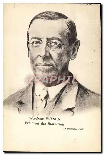 Cartes postales President de la Republique Woodrow Wilson Etats Unis