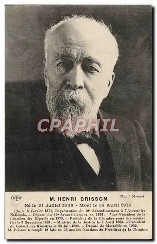 Cartes postales M Henri Brisson Assemblee Nationale