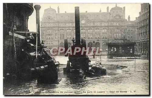 Ansichtskarte AK Paris Crue de la Seine 29 janvier 1910 Gare Saint-Lazare Pompes d&#39epuisement Cour de Rome