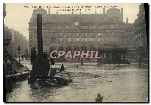 Ansichtskarte AK Paris Crue de la Seine 29 janvier 1910 Gare Saint-Lazare Pompes d&#39epuisement