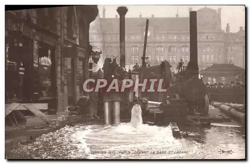 Ansichtskarte AK Paris Crue de la Seine 29 janvier 1910 Gare Saint-Lazare Pompes d&#39epuisement