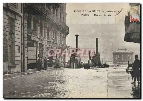 Cartes postales Paris Crue de la Seine 29 janvier 1910 Rue de l'Arcade Pompes d'epuisement