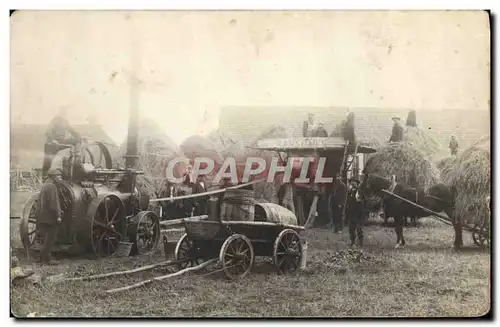 CARTE PHOTO Locomobile Cheval
