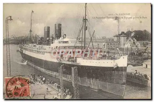 Cartes postales Bateau Paquebot Saint Nazaire Le paquebot Espagne quitte le port