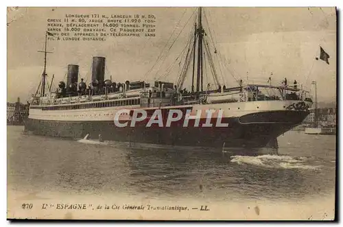 Cartes postales Bateau Paquebot L&#39Espagne de la Cie Generale Transatlantique