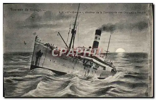 Cartes postales Bateau Paquebot L'Europe Steamer de la Compagnie des Chargeurs Reunis