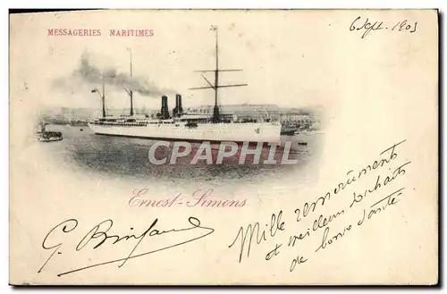 Cartes postales Bateau Paquebot Messageries Maritimes Ernest Simons