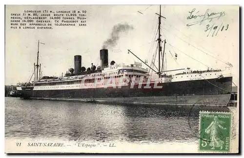 Ansichtskarte AK Bateau Paquebot Saint-Nazaire L&#39Espagne