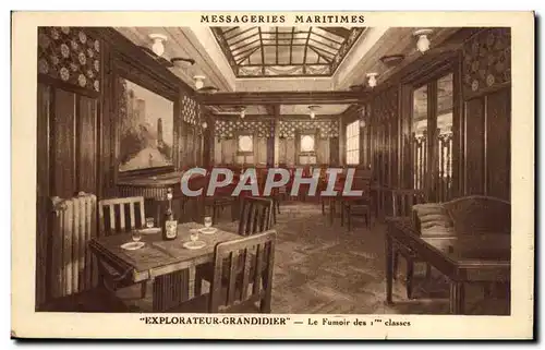 Cartes postales Bateau Paquebot Messageries Maritimes Explorateur Grandidier Le fumoir des 1eres classes Tabac