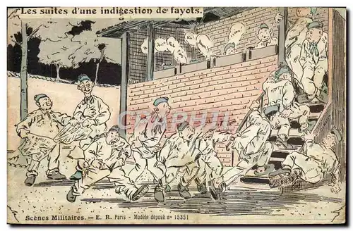 Cartes postales Militaria Les suites d&#39une indigestion de fayots