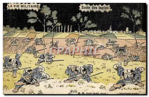Cartes postales Militaria Ecole des lapins