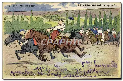 Cartes postales Militaria Le commandant remplace Cheval