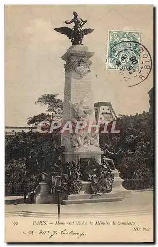 Cartes postales Paris Monument eleve a la memoire de Gambetta