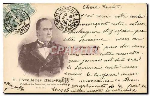 Cartes postales S Excellence Mac-Kinley President des Etats-Unis 1897