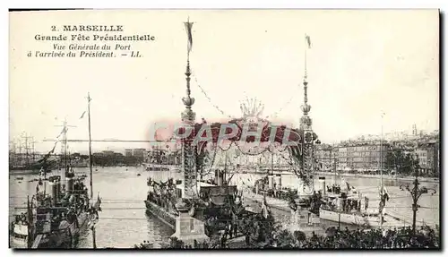 Cartes postales Marseille Grande Fete presidentielle Vue generale du port a l&#39arrivee du President