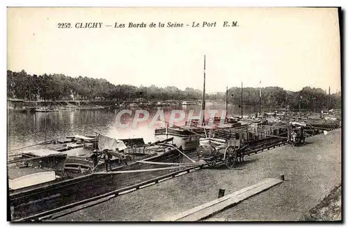 Cartes postales Bateau Peniche Clichy Les bords de la Seine Le port