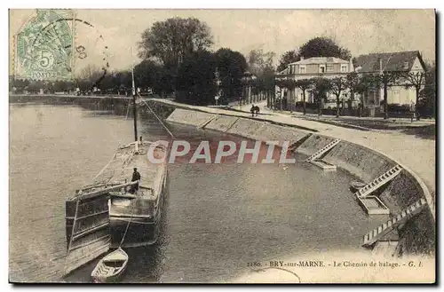 Cartes postales Bateau Peniche Bry sur Marne Le chemin de halage